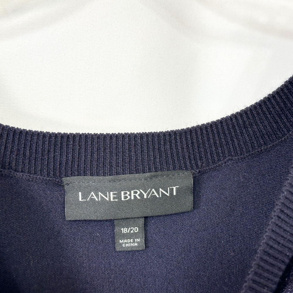 Lane Bryant Plus Size 18/20 Pullover Top Dark Navy Blue Velvet Front Mixed 472 - Picture 7 of 9